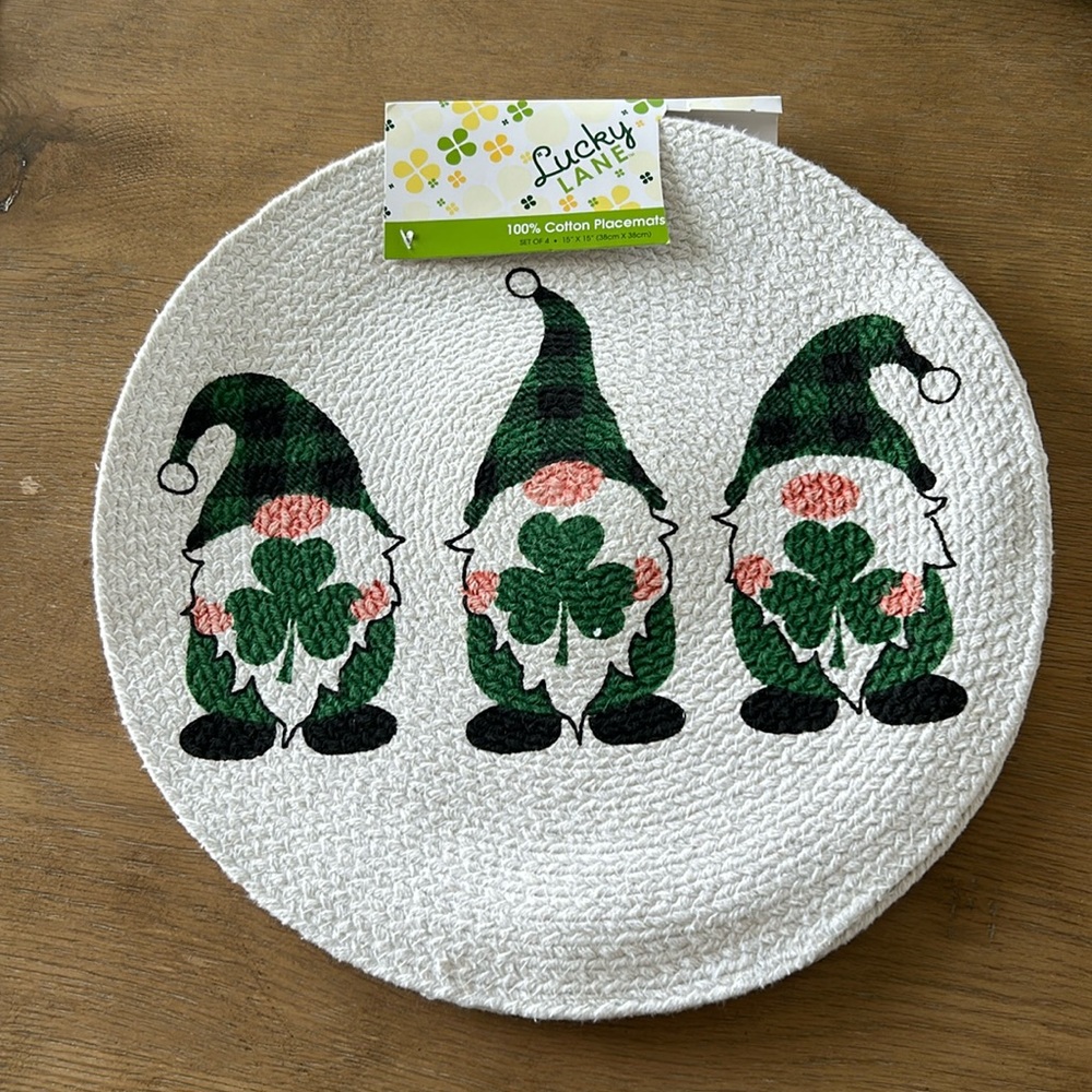 Gnome St Patrick’s st paddy’s placemats set of 4